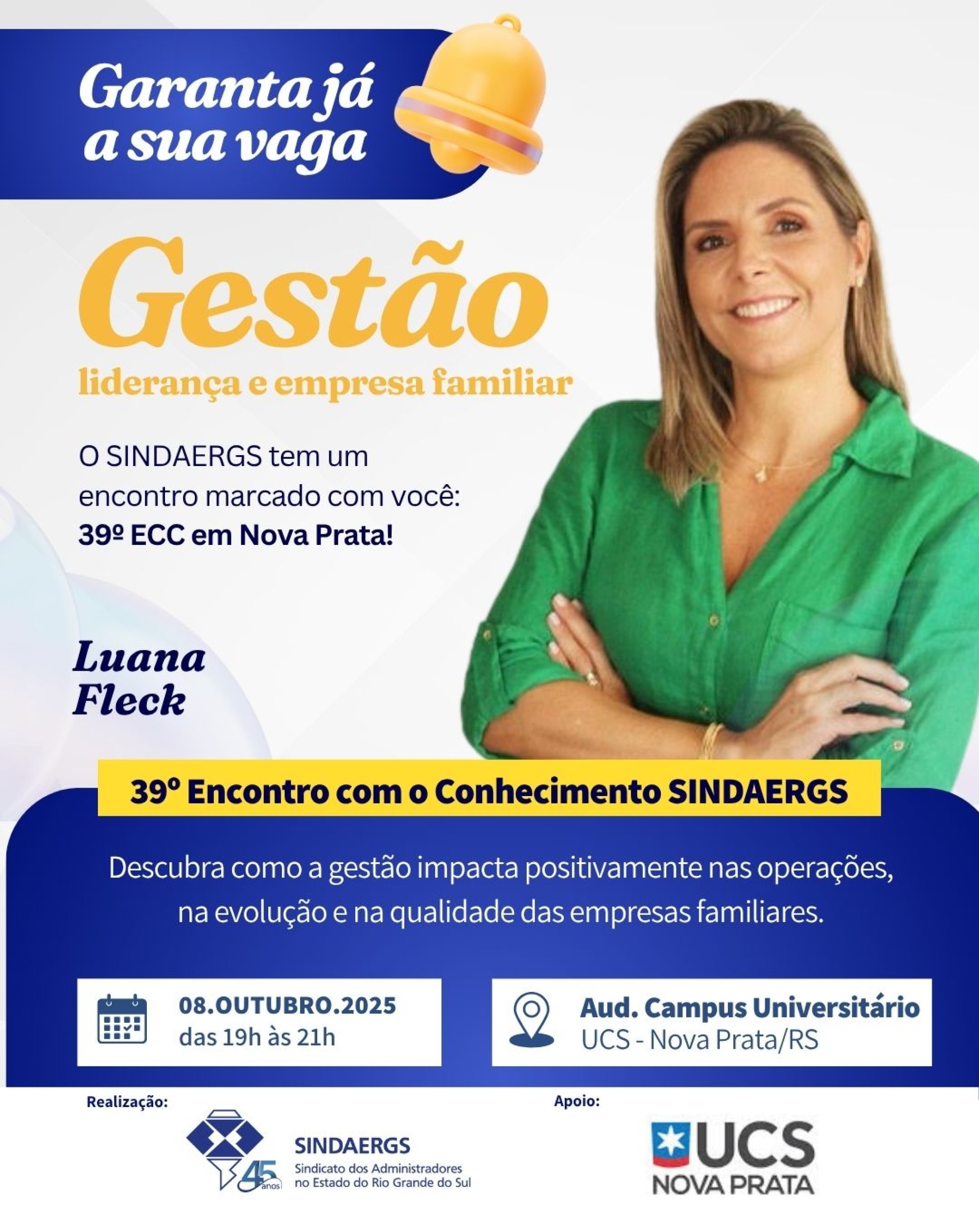 Garanta seu ingresso, gratuito! Garanta seu ingresso, gratuito! - O SINDAERGS – Sindicato dos Administradores no Estado do Rio Grande Sul, representa os Administradores gaúchos.