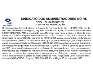 Todas as notícias - O SINDAERGS – Sindicato dos Administradores no Estado do Rio Grande Sul, representa os Administradores gaúchos. 