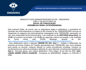 Todas as notícias - O SINDAERGS – Sindicato dos Administradores no Estado do Rio Grande Sul, representa os Administradores gaúchos. 